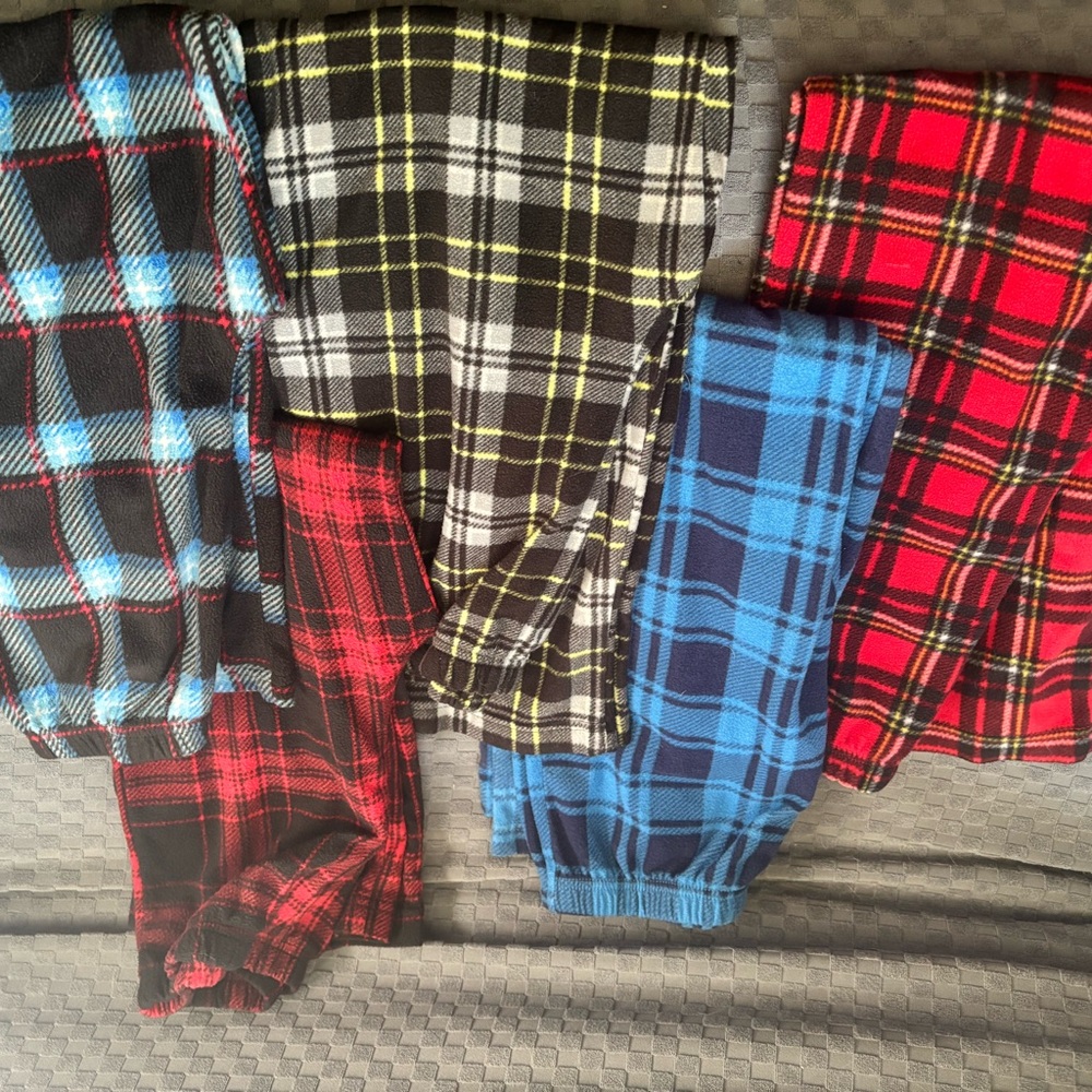 Casual Red and Blue Plaid Pajama Bottoms